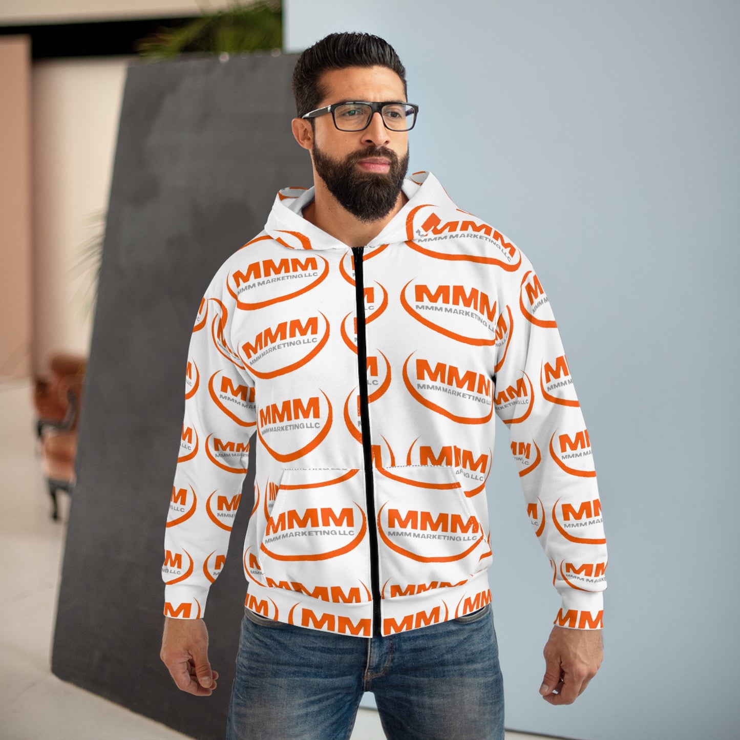 MMM Logo Unisex Zip Hoodie, Stylish Streetwear, Casual Zip Up, Perfect for Gifting, Everyday Wear, Cozy Layering